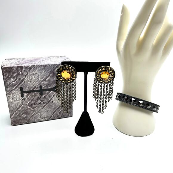 Wildlife by Heidi Klum Bracelet + Earring Set Punk Edgy Goth Signed Original Box - Picture 1 of 8